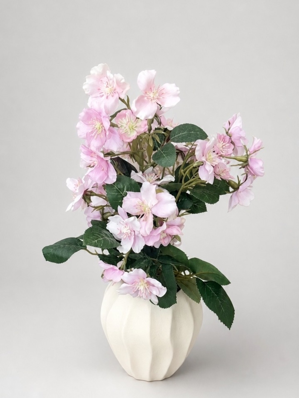 Threshold Pink Cherry Blossom Arrangement with Green Foliage
